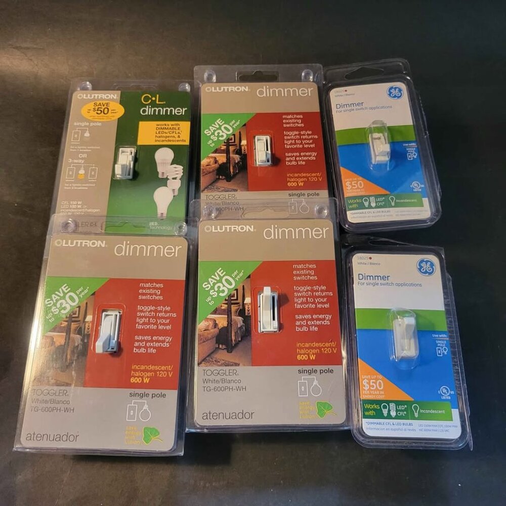 4 Lutron Toggler and 2 GE Dimmer Switches